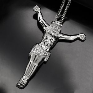 Collana con Ciondolo Hip Hop Gods Saint Jesus, Gioiello Religioso <span class=keywords><strong>Cristiano</strong></span> da Uomo in Acciaio Inossidabile Placcato Platino, Regalo alla Moda - Product Image 4