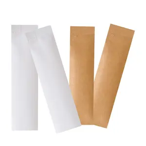 Papel Kraft metálico blanco y marrón, papel de aluminio laminado sellable con calor en polvo de azúcar, bolsita para un solo servicio, bolsita pequeña