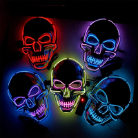 Masque lumineux à LED pour Halloween Cosplay Bleu Rouge Lueur lumineuse Effrayant Squelette Démon Crâne Masque adulte d'Halloween pour fête de vacances