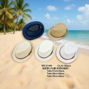 Chapeau en paille crypté style café avec boucle 57cm 58cm 59cm pour hommes et femmes, mode estivale - Product Image 3