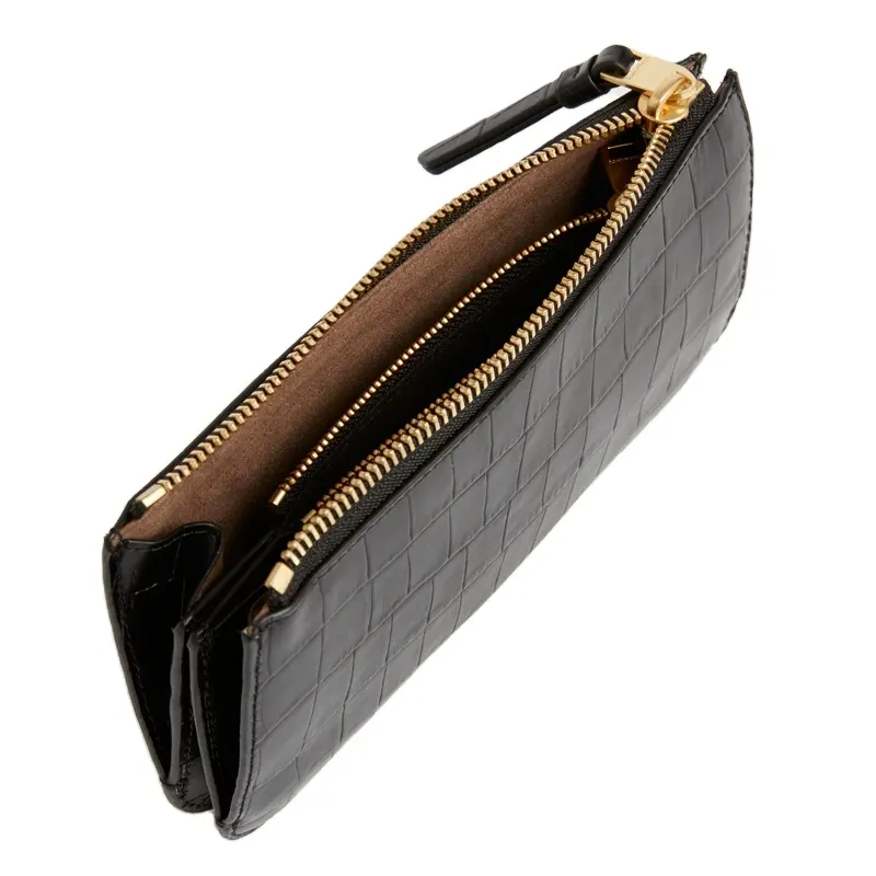 Classic design leather wallet with zip around customized women purse