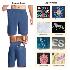 Shorts de sport décontractés respirants à logo personnalisé, <span class=keywords><strong>avec</strong></span> poche zippée, couleur unie, séchage rapide, pour fitness, course et <span class=keywords><strong>trail</strong></span> - Product Image 3