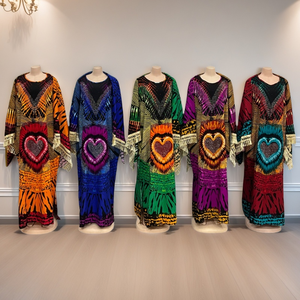 Tình Yêu Chất Lượng Cao Satin Rhinestone Abaya Hai-Mảnh Phụ Nữ Đồ Ngủ Khăn Cộng Với Kích Thước Cao Thời Trang Hồi Giáo Ăn Mặc Boubou Ăn Mặc - Product Image 4