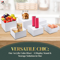 Présentoirs Cubes Personnalisés en Acrylique Blanc, 5 Faces, Réhausseurs de Buffet pour Traiteur, Mariages et Présentation Alimentaire