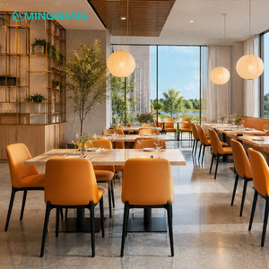 Modern Orange Upholstered <b>Dining</b> Chair with Black Legs for Restaurant Cafe for Commercial Restaurant Use - Product Image 1