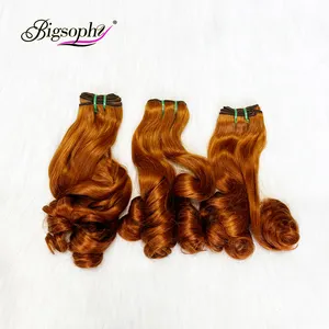 Excellent Super Double Drawn Hair,Color 350 100% Human Hair Extension,High Density Best Price Bouncy Curl Hair Bundles