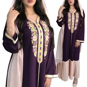 Baru Gaun Muslim Abaya Timur Tengah Arab Dubai Asia Tenggara Penjualan Panas Pakaian Bordir Jubah Perca Kaftan Jilbab Syal