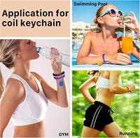 Porte-clés en plastique pour poignet, spirale élastique, élastique, pour fitness, gym, sport