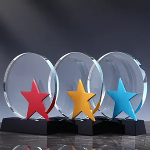 Honor Of Crystal K9 Crystal Round Crystal Glass Star Trophy 3 Colors Awards