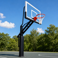 Système de panier de basket encastré en métal avec panneau en verre trempé, robuste, réglable en hauteur, avec anneau détachable, facile à assembler