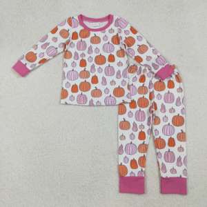 RTS otoño calabaza estampado Bebé Ropa Casual niños pijamas trajes al por mayor bebé ropa de dormir hermana niños conjuntos de ropa - Product Image 3