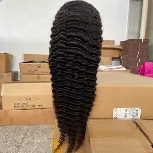 Deep Wave 13x4 Hd Lace Front Real Human Hair Wigs 180% Density Hd Transparent 50 Inch Frontal Wig 13x6 Deep Wave Closure Wig