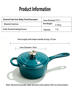 Olla para Sopa de Hierro Fundido Esmaltado Clásica de 19 cm con Tapa, Asa Única, Apta para Horno e Inducción, Antiadherente, Fácil de Limpiar - Product Image 3