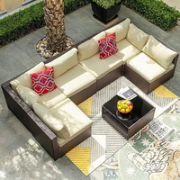 Günstige Outdoor Patio Möbel Sets Wicker Garden Ecksofa Outdoor Aluminium Wicker PE Rattan Patio Cube Abschnitt Sofa Set