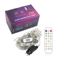 Guirlandes lumineuses intelligentes pour rideaux à LED RVB à l'intérieur et à l'extérieur, motif de texte personnalisé, contrôle de points étanche pour les vacances de Noël.