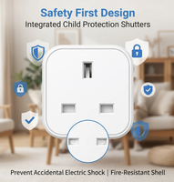 Convertidor de Corriente Portátil de la UE a Reino Unido con Puertos de Carga USB Duales (10A 250V 5V 2.4A Máx.) para Laptop y Cámara, Uso en Viajes