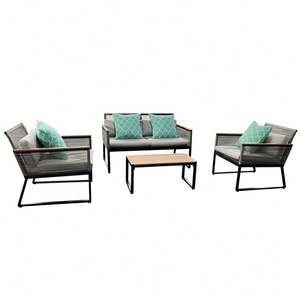 2024 popolare vendita calda 4 posti rattan corda intrecciata <span class=keywords><strong>articoli</strong></span> divano all'aperto Set - Product Image 1