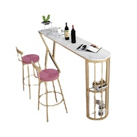 Nordic Light Luxe Long High Bar Table Set pour Petit Appartement Salon Fer Art Métal Partition Bar Chaise Élégant Marbre