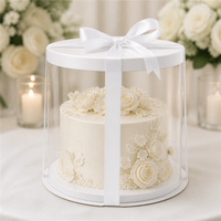 Boîte d'emballage ronde pour gâteau en PET jetable avec couvercle transparent et plateau inférieur pour boulangerie, vente en gros