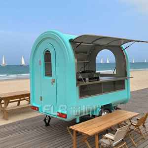 รถเข็นขายอาหารเคลื่อนที่สแตนเลสสำหรับธุรกิจ โครงสร้างกันสนิม 4 ล้อ สำหรับขายกาแฟและแฮมเบอร์เกอร์ - Product Image 2