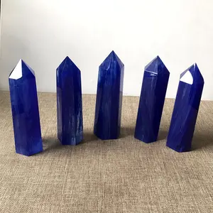 Atacado Cristais Azuis Naturais Pedra Aventurine Ponto Wand Escultura Torre Para Casa Decoração Presente