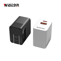 Chargeur rapide intelligent 30W GaN PD 3.0 à double port avec protection OTP/OVP pour bureau, charge rapide efficace