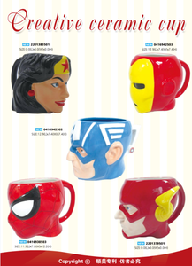 Taza de <span class=keywords><strong>café</strong></span> de sopa de cerámica en forma de Capitán <span class=keywords><strong>América</strong></span> promocional de lujo, nuevo juego de regalo de vacaciones con mango muscular, diseño bonito - Product Image 5