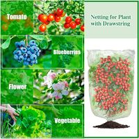 Anti-vogelnetten Tuin Fruitboom Struikbescherming Winddicht Polyethyleen (PE) Mesh Zakken Trekkoord 4-Pack 2.3x3.5ft Gemaakt