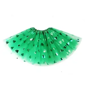 Girl Apparel Skirts Baby Infant Kids Polyester Tutu For Party Boutique Wholesale Baby Children Shamrock Tutu Lucky Clover Skirt