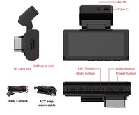 Caméra de tableau de bord 4K à double objectif avec écran IPS de 3,69 pouces, GPS, Wi-Fi, vision nocturne et enregistreur vidéo pour boîte noire