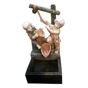 interior or outdoor natural marble boy and girl statue water fountain for sale