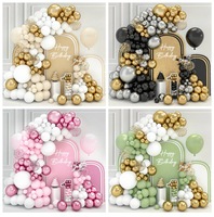 Kit d'arche de guirlande de ballons noir et or métallisé, décorations de fête du Nouvel An, fournitures pour mariage, baby shower, remises de diplômes