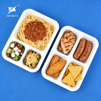 Barquettes alimentaires en plastique PP jetables et recyclables XF-0620 à 3/4 compartiments, personnalisables avec logo, taille et forme sur mesure