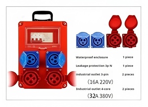กล่องจ่ายไฟแบบพกพา 3 เฟส พร้อมเต้ารับอุตสาหกรรม 2x16A 220V และ 2x32A 380V, กล่องจ่ายไฟแบบ 3P+N RCD - Product Image 2