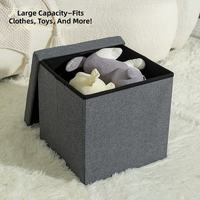 Organisateur de placard pliable classique en tissu de lin, grande capacité, boîte de rangement pour la maison