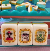 Tuiles d'art Mahjong américaines bleues personnalisées à trois couches, tuiles de Mahjong américaines en acrylique, adaptées aux casinos et au jeu d'argent