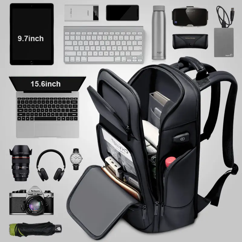 wholesale multifunctional waterproof Business Large Capacity 15.6 laptop bag backpack with usb charger port