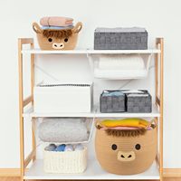 Ensemble de panier de rangement mignon vache pépinière tissé coton corde couverture organisateur de jouets avec poignées d'oreille pour chat et chien tissu matériel