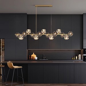 โคมไฟระย้าคริสตัลทองแดงสไตล์นอร์ดิกหรูหราทันสมัยแบบมินิมอลสำหรับบาร์ - Product Image 1