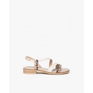 Sandalias Bajas para Mujer Nero Giardini E513418D, Blancas Beige, Planas, con Tiras, Estilo Verano - Product Image 1