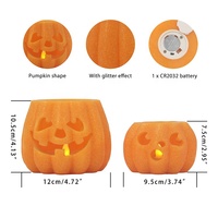 Jack O'Lantern Kürbisförmige Batteriebetriebene Bernsteinfarbene Flackernde LED-Kerze für Halloween-Dekoration