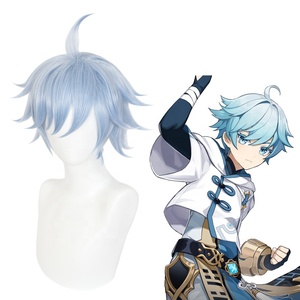<span class=keywords><strong>Genshin</strong></span> วิกผมอะนิเมะ peluca 30ซม. วิกผมคอสเพลย์สังเคราะห์สีฟ้าทนความร้อน - Product Image 1