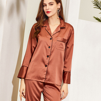 Ensemble de pyjama d'été pour femmes Fung 6001, deux pièces, uni, simple, thermique, respirant, manches longues, grande taille