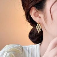 Boucles d'oreilles rétro en forme de diamant motif épi de blé, Nouvelle collection 2026