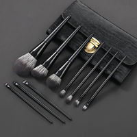 10 Pcs Noir Mat Cosmétique Pinceaux de Maquillage Vegan Synthétique Marque Privée Fond de Teint Poudre Ensemble de Pinceaux de Maquillage de Luxe avec Sac