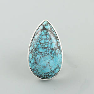 Ibetan-Anillo de Plata de Ley 925 con gema turquesa, joyería elegante, diseño clásico - Product Image 1