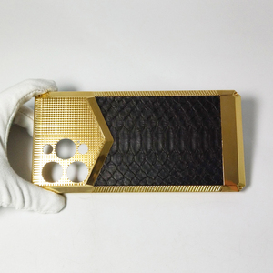 Funda de teléfono móvil 2 en 1 de cuero genuino, lujosa carcasa de lujo personalizada, galvanizada, dorada, dos en uno - Product Image 5