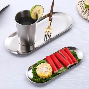 Stainless Steel Oval Plate Creative Restaurant <strong>Dessert</strong> Pastry Plate Gold Towel Plate Ornament <strong>Tray</strong> - Product Image 2