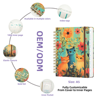 Carnet de notes A5 en cuir personnalisé avec reliure spirale double, bande élastique et 60 à 200 pages pour réunions d'affaires