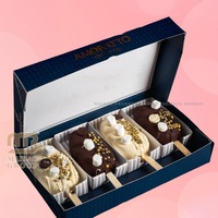 Vente en gros Boîte de papier jetable pour bar glacé Popsicle Plateau de papier d'emballage pour dessert au chocolat Plateau de service en papier anti-goutte pour crème glacée